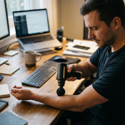 Mini Massage Gun - forearm desk
