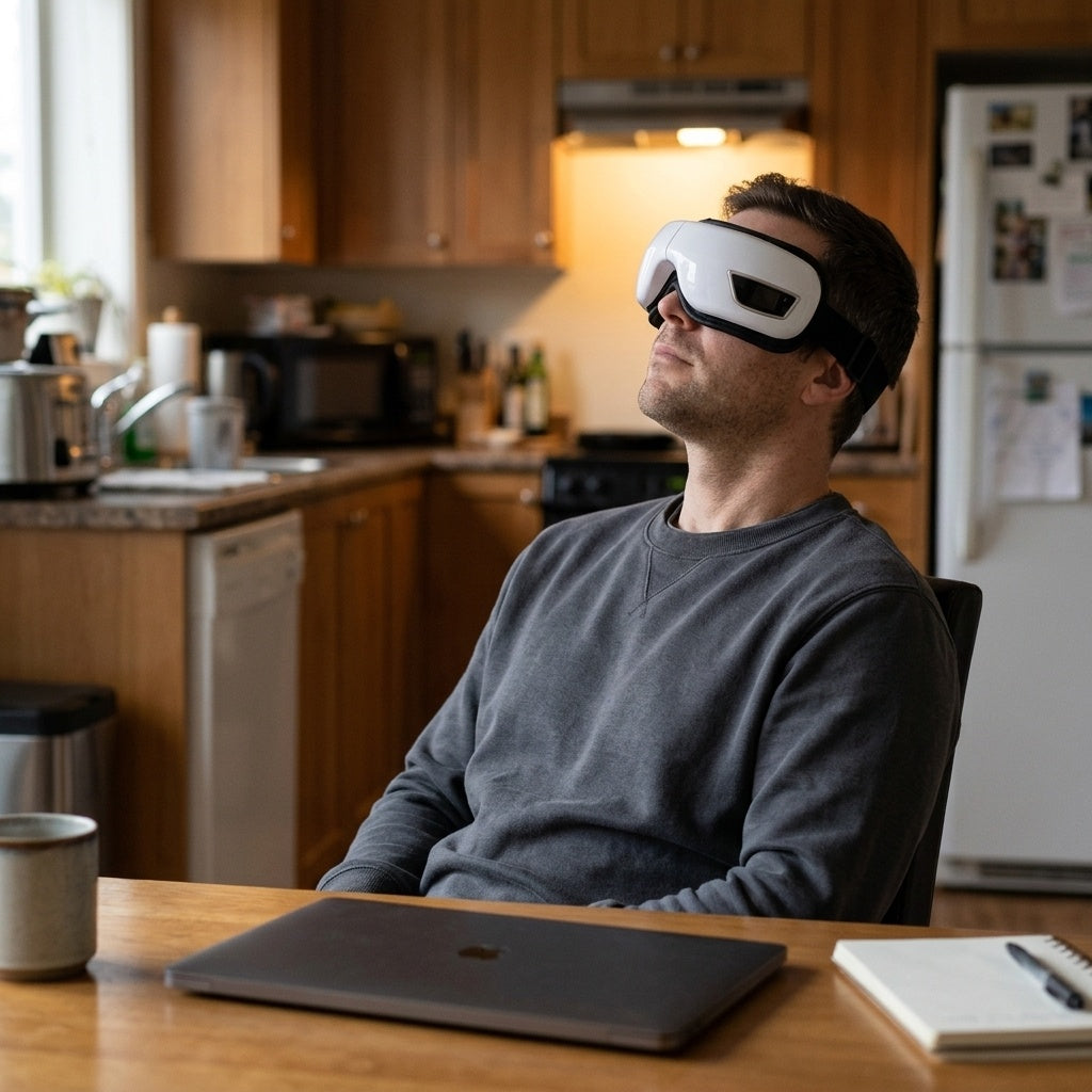 Heated Eye Massager - kitchen table break