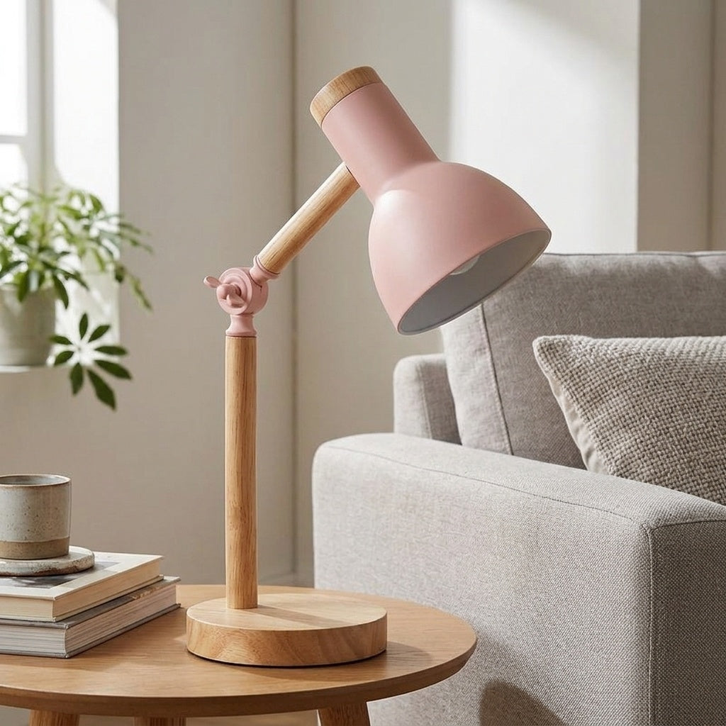 Wooden Desk Lamp - pink side table