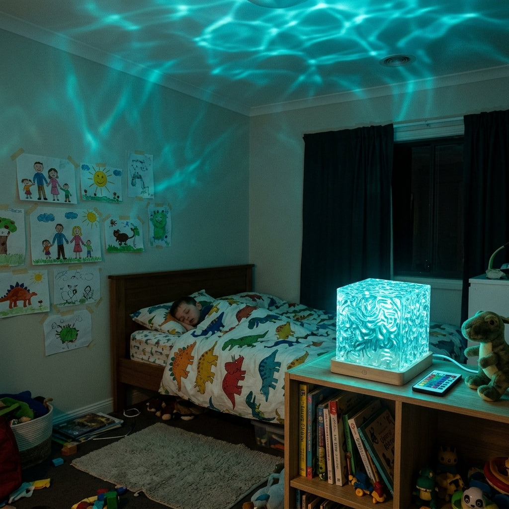 Ocean Wave Projector – kids room teal