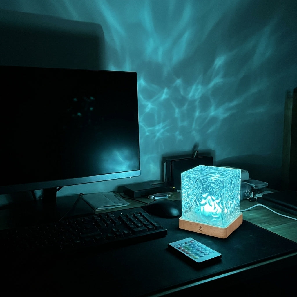 Ocean Wave Projector – desk cyan