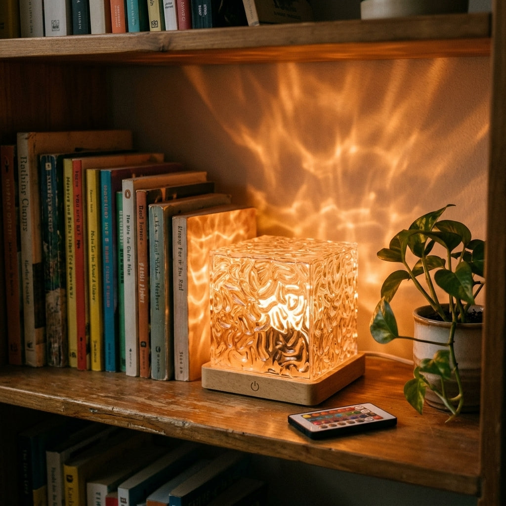Ocean Wave Projector – bookshelf orange