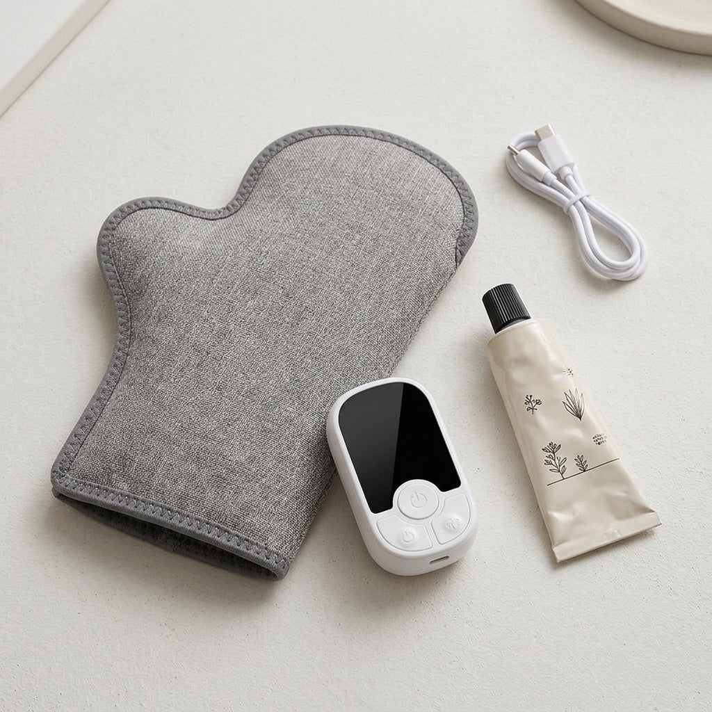Heated Hand Massager - flat lay with hand cream