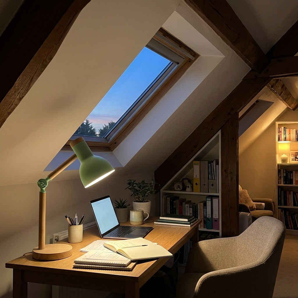 Wooden Desk Lamp - attic desk