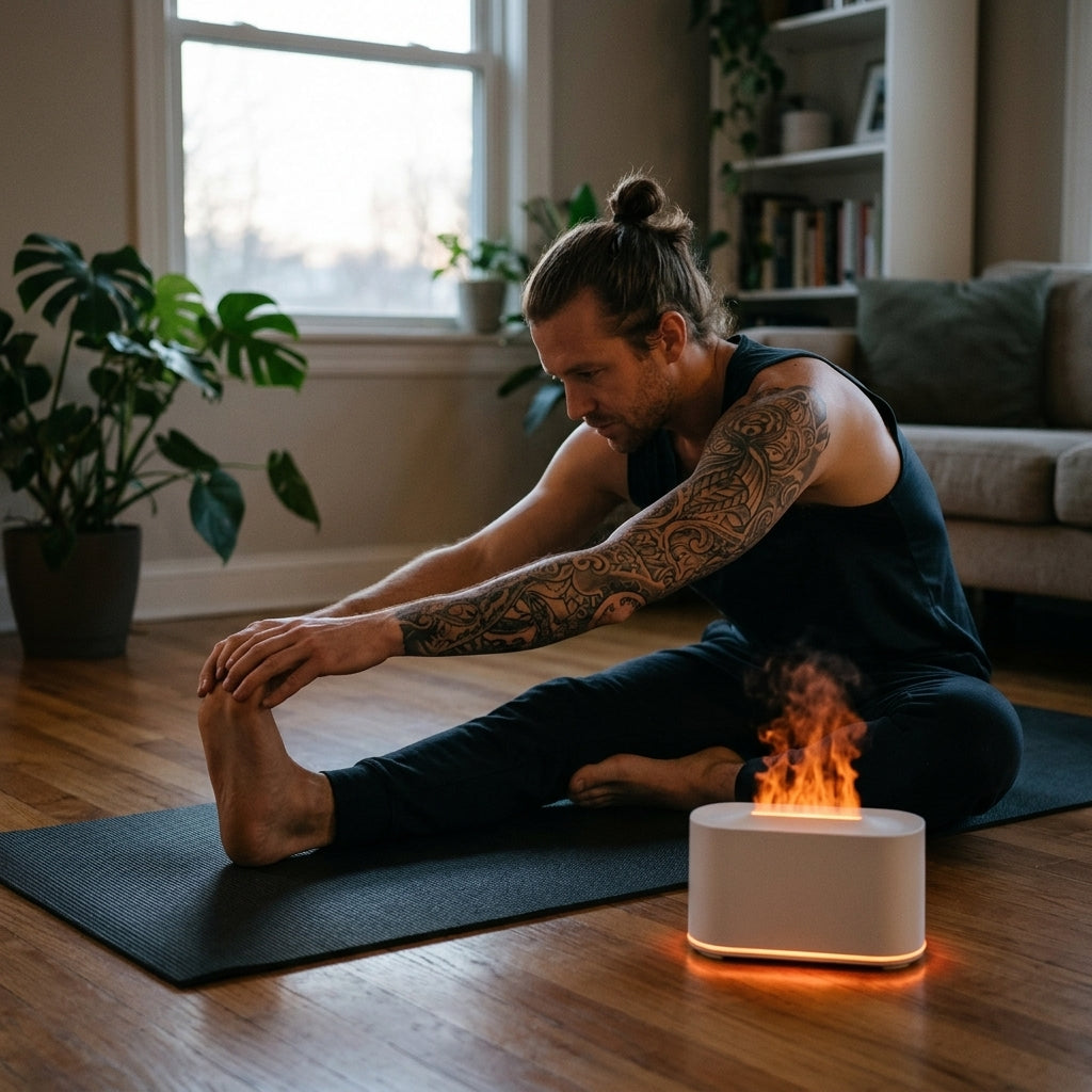 Flame Aroma Diffuser – yoga stretch