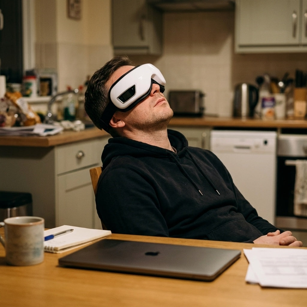 Heated Eye Massager - kitchen table break