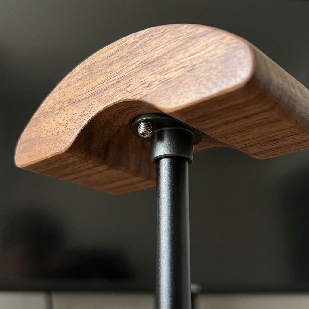 Walnut Headphone Stand - walnut macro
