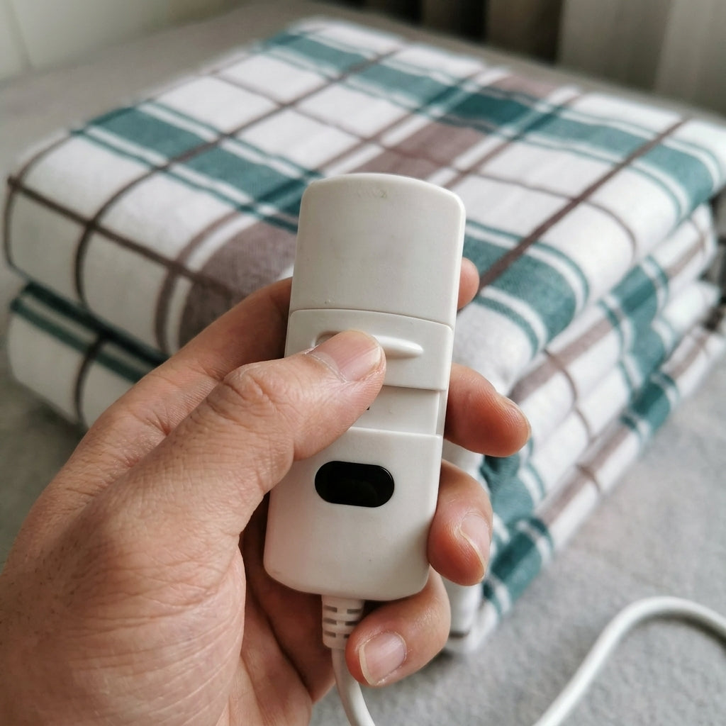 Electric Heated Blanket – controller in hand