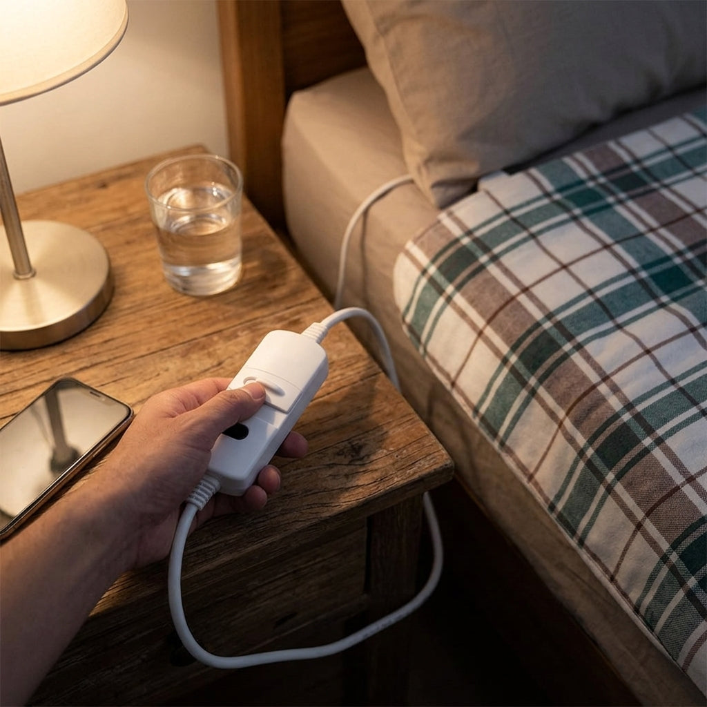 Electric Heated Blanket – controller nightstand
