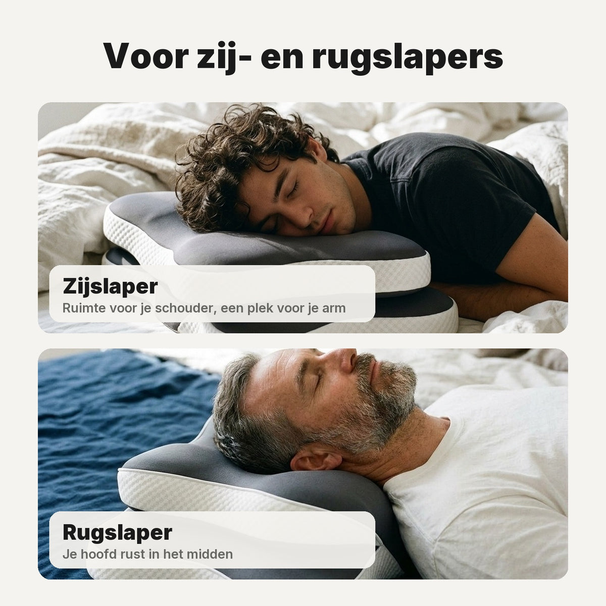 Kussen voor zijslapers en rugslapers