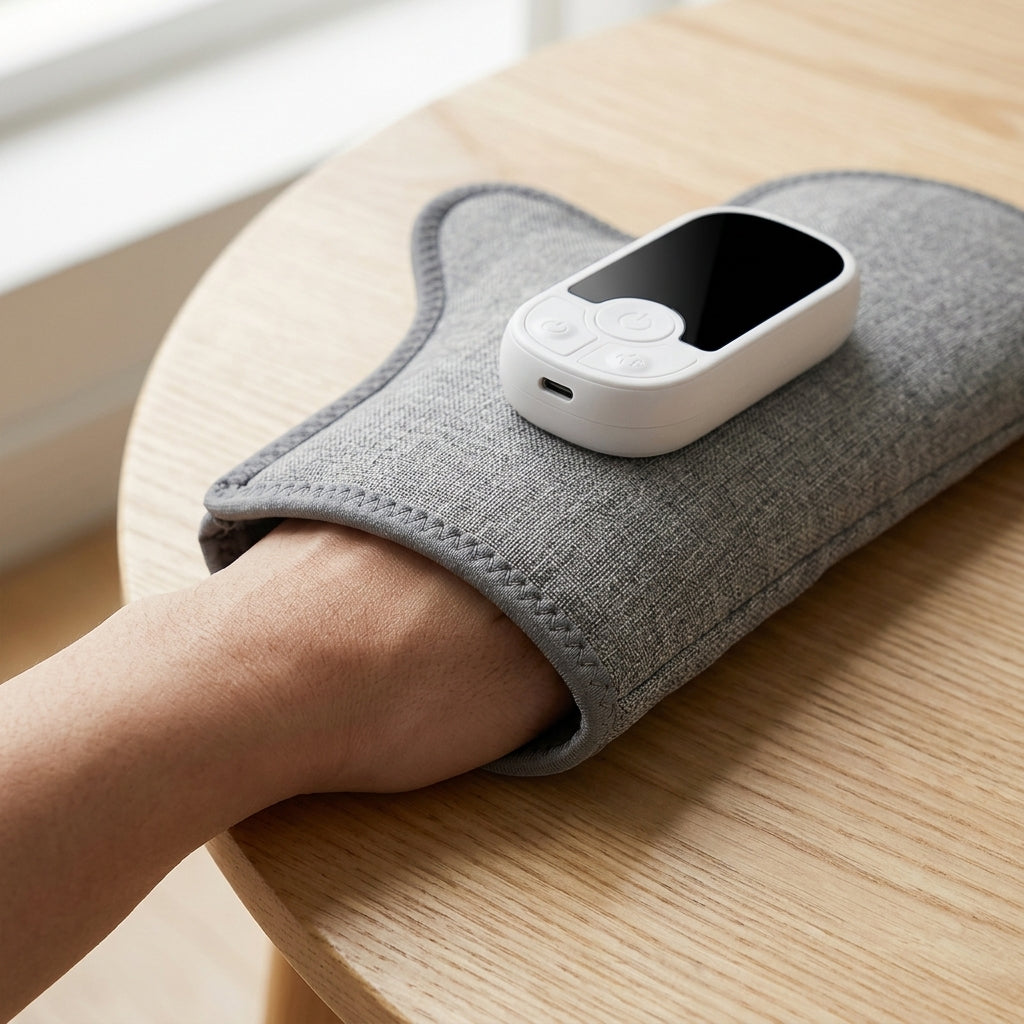 Heated Hand Massager - putting on