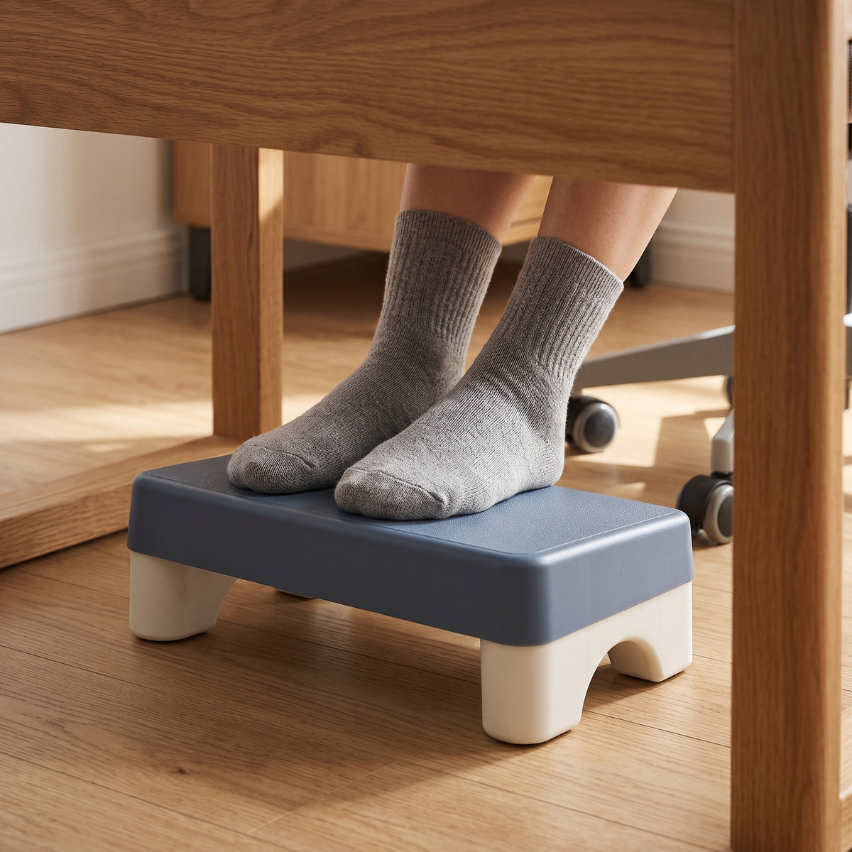Under-Desk Footrest - in use feet