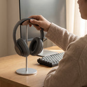 Walnut Headphone Stand - in use