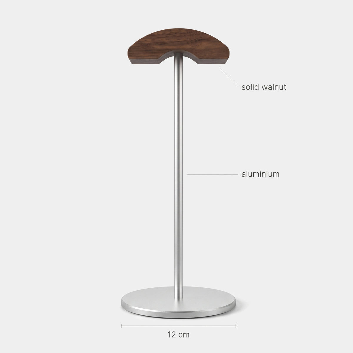 Walnut Headphone Stand - dimensions